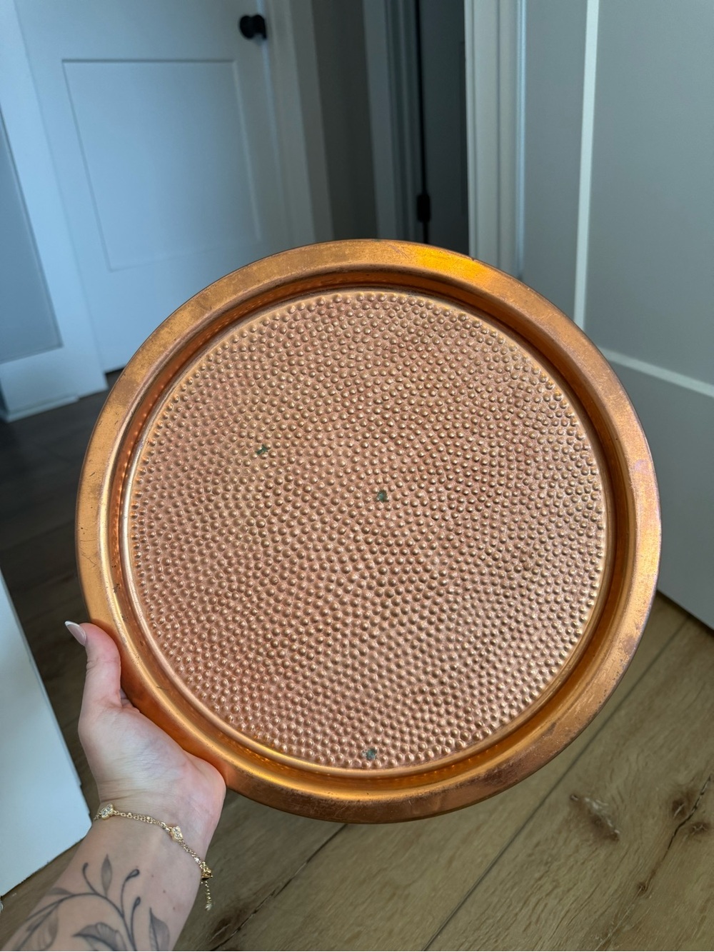 Copper Round Tray - Hammered Texture